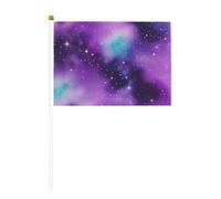 Mât de drapeau portable à imprimé galaxie magique ciel violet pour décoration d'événements polyvalents pour activités de groupe