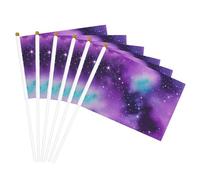 Mât de drapeau portable à imprimé galaxie magique ciel violet pour décoration d'événements polyvalents pour activités de groupe