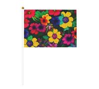 Mât de drapeau portable avec motif de fleurs arc-en-ciel - Pour décoration d'événements - Utilisation polyvalente - Activités de groupe