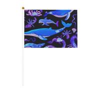 Mât de drapeau portable imprimé baleine océan poisson drapeau portable décoration événements utilisation polyvalente activités de groupe