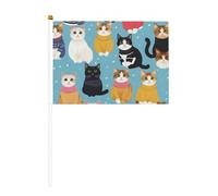 Mât de drapeau portable imprimé chat de dessin animé, décoration d'événements, utilisation polyvalente, activités de groupe