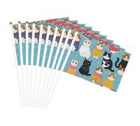 Mât de drapeau portable imprimé chat de dessin animé, décoration d'événements, utilisation polyvalente, activités de groupe