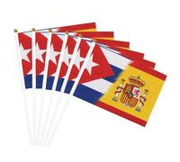 Mât de drapeau portable imprimé Cuba et Espagne - Pour décoration d'événements - Utilisation polyvalente - Activités de groupe
