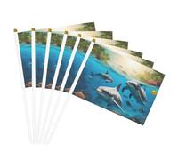 Mât de drapeau portable imprimé dauphins, tortue de mer, requin, pieuvre, corail, décoration d'événements, utilisation polyvalente, activités de groupe