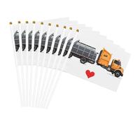 Mât de drapeau portable imprimé « I Love » - Motif camions à ordures - Décoration d'événements - Utilisation polyvalente - Activités de groupe