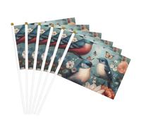 Mât de drapeau portable romantique avec imprimé papillon et oiseaux fantaisie, décoration d'événements, utilisation polyvalente, activités de groupe