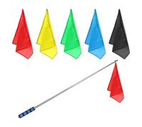 Mât de Drapeau Télescopique en Acier Inoxydable - Bleu Avec 5 Drapeaux de Couleur - Portable et Adapté pour Accrocher des Drapeaux, des Cours, etc.