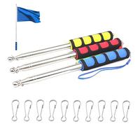 Mât de drapeau télescopique, mât télescopique portable, pour guide touristique, enseignement (bleu + rouge + jaune)