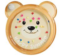 Mat de jeu bébé 1pc, 39 x 39 pouces mignon de dessin animé ours forme ronde tapis l'eau sûre et temps facile Toys Toys Sensory and Motor Skill Development pour les tout-petits.