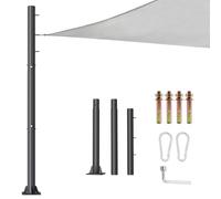 Mât de voile d'ombrage de 3 m - 7,6 cm de diamètre - Kit de poteaux en métal robuste pour terrasse, jardin, aire de jeux, arrière-cour - Épaisseur : 1,7 mm
