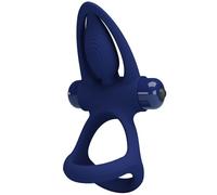Mat Double Anneau avec Vibration & Stimulateur Bleu