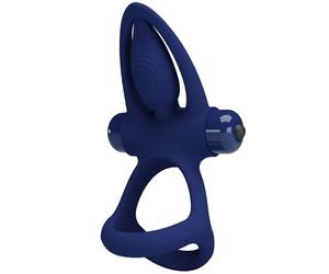 Mat Double Anneau avec Vibration & Stimulateur Bleu