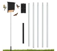 Mât télescopique en aluminium pour chauve-souris de 4,6 m, design en 5 sections avec prise de terre à 8 trous pour la stabilité du vent, kit complet de mât d'extérieur pour chauve-souris et oiseaux