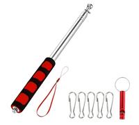 Mât télescopique pour drapeau de 2,5 m, en acier inoxydable, pliable, avec clip et boucle, poignée antidérapante, bâton réglable de 250 cm, guide touristique, camping, événements, extérieur, rouge
