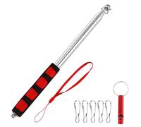 Mât télescopique pour drapeau de 2 m, en acier inoxydable, pliable, avec clip et boucle, poignée antidérapante, bâton réglable de 200 cm, guide touristique, camping, événements, extérieur, rouge
