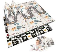 NUKIDO Baby-Schaumstoffmatte Doppelseitig Niedlich Buntes Design zum Spielen Krabbeln Perfekt zum Verschenken Faltbar 200x180 cm NK-340 Kontrastweg-Muster