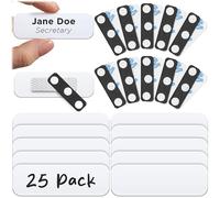 Mata1 - USA - Lot de 25 étiquettes nominatives magnétiques - 1 x 3 - Badges nominatifs en acrylique à coins arrondis avec dos magnétique en néodyme extra résistant - Étiquettes vierges