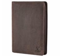 MATADOR Barcelone Porte-documents A4 en cuir véritable avec protection RFID pour homme avec fermeture éclair YKK et compartiment pour tablette - Classeur à anneaux DIN A4 marron foncé