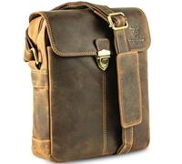 MATADOR #Jakarta, petit sac à bandoulière pour homme, en cuir véritable, confortable, avec de nombreux compartiments et sangle de transport réglable, adapté à un usage quotidien, Braun Hunter