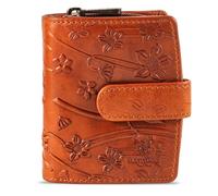 MATADOR Petit Porte Monnaie Cuir #Valence Mini avec Noble Boîte Cadeau, Portefeuille Femme de Luxe avec RFID, Petit Portefeuille avec de Nombreux Compartiments à Cartes Fleurs Marron