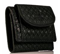 MATADOR Petit Portefeuille Homme Cuir #GENÈVE Petit Portefeuille avec Noble Boîte Cadeau, Luxe Porte Carte RFID Homme, Porte-Monnaie Homme avec de Nombreux Compartiments à Cartes en Noir Tressé