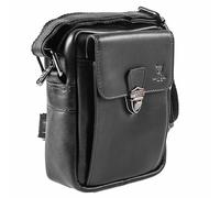 MATADOR Petit Sac Bandoulière Homme en Cuir Véritable avec Multipoches Zippé de YKK | Sacoche Homme Bandouliere Fait Main Grande Capacité | Pochette Homme Voyage Sacs Bandoulière | Nappa Noir