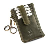 MATADOR Porte Clef avec 4 Porte Carte Crédit et Porte Monnaie en Cuir Véritable | Mini Pochette Rangement vec Blocage RFID et Boîte Cadeau | Sac Cuir Porte Clés Voiture Multifonction | Vert