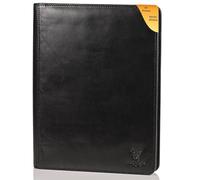 Matador - Porte-documents en cuir véritable - Avec fermeture éclair, poche pour tablette, classeur à anneaux et protection RFID/NFC - Format A4 - Noir - Pour homme - Idéal pour conférence