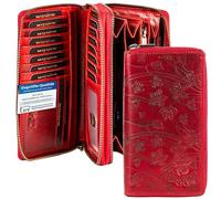 MATADOR Porte Feuilles pour Femme Cuir Madrid avec élégante Boîte Cadeau, Portefeuille Rouge Femme de Luxe avec Protection RFID, Porte Feuille Grand Format avec de Nombreux Compartiments à Cartes