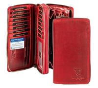 MATADOR Porte Feuilles pour Femme Cuir Madrid avec élégante Boîte Cadeau, Portefeuille Rouge Femme de Luxe avec Protection RFID, Grand Format avec de Nombreux Compartiments à Cartes