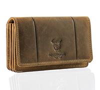 MATADOR Porte Feuilles pour Femme Cuir #VENEDIG avec Noble Boîte Cadeau, Portefeuilles et Porte-Cartes de Luxe avec RFID, Porte Feuille avec de Nombreux Compartiments à Cartes, Marron Chasseur