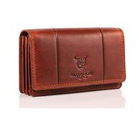 MATADOR Porte Feuilles pour Femme Cuir #VENEDIG avec Noble Boîte Cadeau, Portefeuilles et Porte-Cartes de Luxe avec RFID, Porte Feuille avec de Nombreux Compartiments à Cartes, Marron Vintage