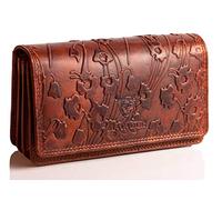 MATADOR Porte Feuilles pour Femme Cuir #VENEDIG avec Noble Boîte Cadeau, Portefeuilles et Porte-Cartes de Luxe avec RFID, Porte Feuille avec de Nombreux Compartiments à Cartes, Fleurs Marron