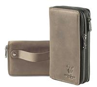 MATADOR Porte Monnaie Femme Cuir Madrid avec élégante Boîte Cadeau, Porte Feuille Femme Gris de Luxe avec Blocage RFID, Portefeuille Grand Format avec de Nombreux Compartiments à Cartes