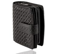 MATADOR Porte Monnaie Femme Cuir #Valence avec Noble Boîte Cadeau, Portefeuille Cuir de Luxe avec RFID, Porte Feuilles pour Femme avec de Nombreux Compartiments à Cartes, Tressé Noir