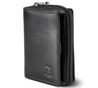 MATADOR Portefeuille Compact en Cuir Véritable avec Protection RFID certifié TÜV | Porte Monnaie Femme avec boîte Cadeau | Porte-Monnaie avec Fermeture éclair | Porte-Cartes Noir