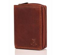 MATADOR Portefeuille Compact en Cuir Véritable avec Protection RFID certifié TÜV | Porte Monnaie Femme avec boîte Cadeau | Porte-Monnaie avec Fermeture éclair | Porte-Cartes Vintage Marron