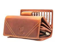 MATADOR Portefeuille Cuir Femme #LISBONNE avec Noble Boîte Cadeau, Porte-Chéquiers de Luxe avec RFID, Portefeuille Femme Grand Format avec de Nombreux Compartiments à Cartes, Marron Vintage