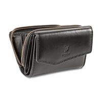 MATADOR Portefeuille Femme Cuir Véritable Grand Format | Porte Feuille Femme avec Grande Porte Monnaie Zippé et Boîte Cadeau | Porte Chequier Femme avec Protection RFID certifiée TÜV | Nappa Noir