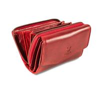 MATADOR Portefeuille Femme Cuir Véritable Grand Format | Porte Feuille Femme avec Grande Porte Monnaie Zippé et Boîte Cadeau | Porte Chequier Femme avec Protection RFID certifiée TÜV | Rouge