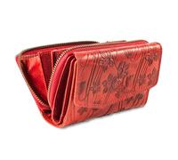 MATADOR Portefeuille Femme Cuir Véritable Grand Format | Porte Feuille Femme avec Grande Porte Monnaie Zippé et Boîte Cadeau | Porte Chequier Femme avec Protection RFID certifiée TÜV | Fleurs Rouge