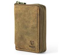 MATADOR Portefeuille Homme avec Fermeture Éclair Cuir #Grenade avec Noble Boîte Cadeau, Luxe RFID Porte Carte, Porte Feuille avec de Nombreux Compartiments à Cartes en Marron Chasseur