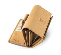 MATADOR Portemonnaie pour Femme Cuir #LISBONNE avec Noble Boîte Cadeau, Porte-Monnaie de Luxe avec RFID, Grand Porte Monnaie Femme avec de Nombreux Compartiments à Cartes, Tressé Marron