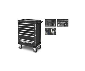 Matador Ratio Chariot d'atelier équipé SmartyCar 150 pièces, avec Jeu de clés à Douilles, Jeu de clés à molette et Outils de Voiture, Outil Matador n° 81639150