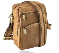 MATADOR Saccoche Homme en Cuir Véritable #AVEIRO, Sacoche Homme Confortable avec Plusieurs Poches et Sangle Réglable, Sac Bandouliere Adapté à un Usage Quotidien, Marron Clair