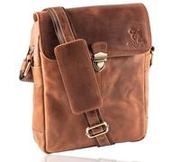 MATADOR Sacoche Homme Bandouliere Cuir Véritable avec Poche tablette & ordinateur portable | Sac Bandoulière Homme Fait Main Grande Capacité | Pochette Homme Voyage Sacs Bandoulière | Vintage Marron