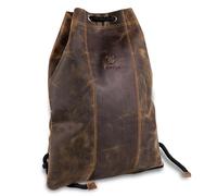 MATADOR #SPARTA Sac de gym élégant en cuir véritable avec cordon de serrage, petit sac à dos pour homme et femme, Braun Hunter, L, Classique