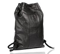 MATADOR #SPARTA Sac de gym élégant en cuir véritable avec cordon de serrage, petit sac à dos pour homme et femme, Nappa noir., L, Classique
