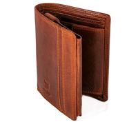 MATADOR Vertical Portefeuille Homme en Cuir Véritable | Porte-Monnaie avec Blocage RFID/NFC|2 Compartiment à Billets| Classique Porte Feuille Grande Poche à Monnaie avec Boîte Cadeau | Vintage Marron