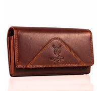 MATADOR XL Portefeuille Femme Cuir veritáble avec Protection RFID testée par Le TÜV | Porte Monnaie Femme avec boîte Cadeau | Porte Feuilles pour Femme Grande capacité | Grand Format Vintage Marron